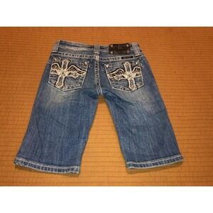 GIRLS Sz 10 Angel Wings MISS ME JK6079M Bermuda STRETCH JEANS SHORTS